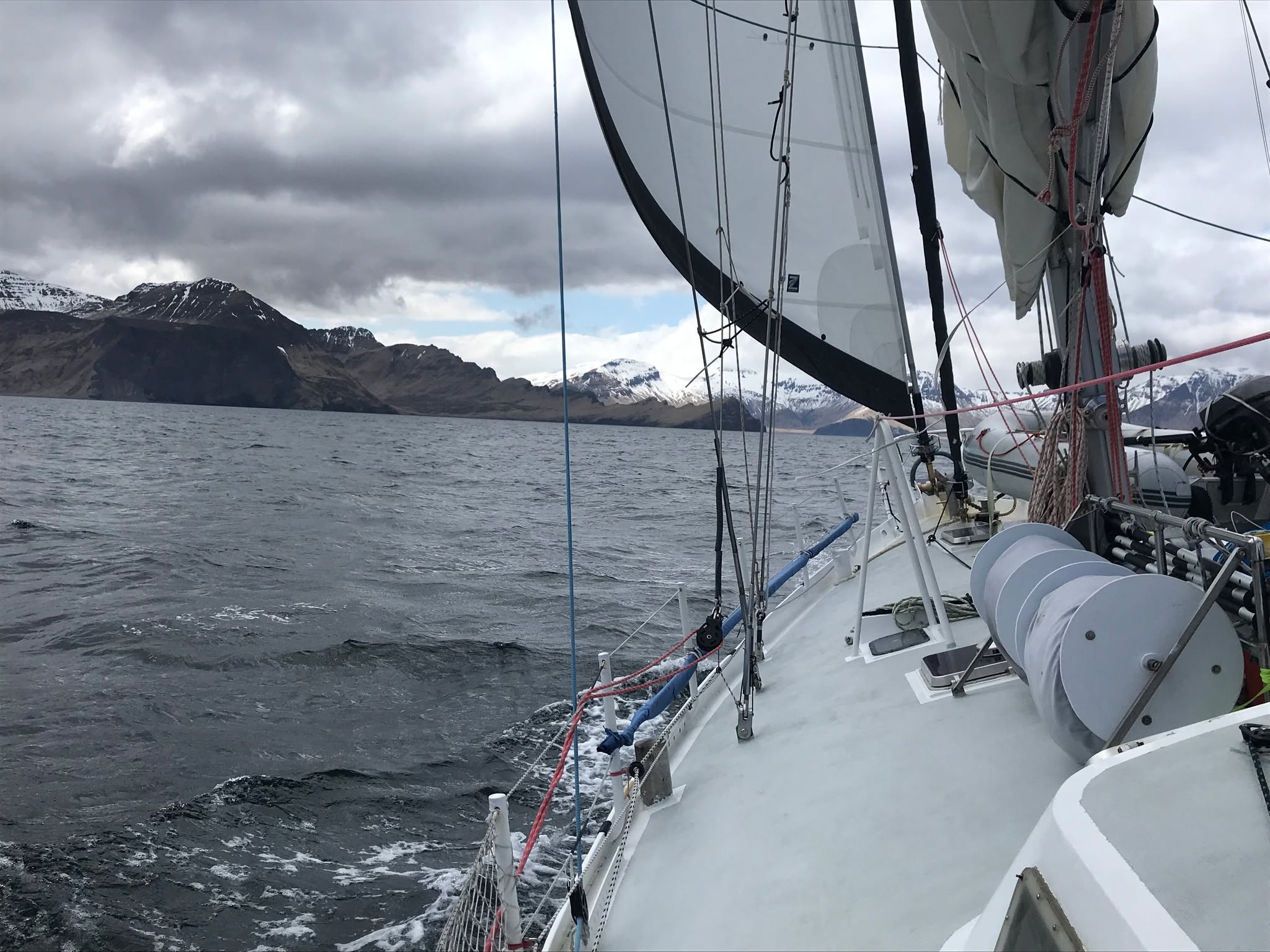 Arriving at Akutan island at Sandy Cove