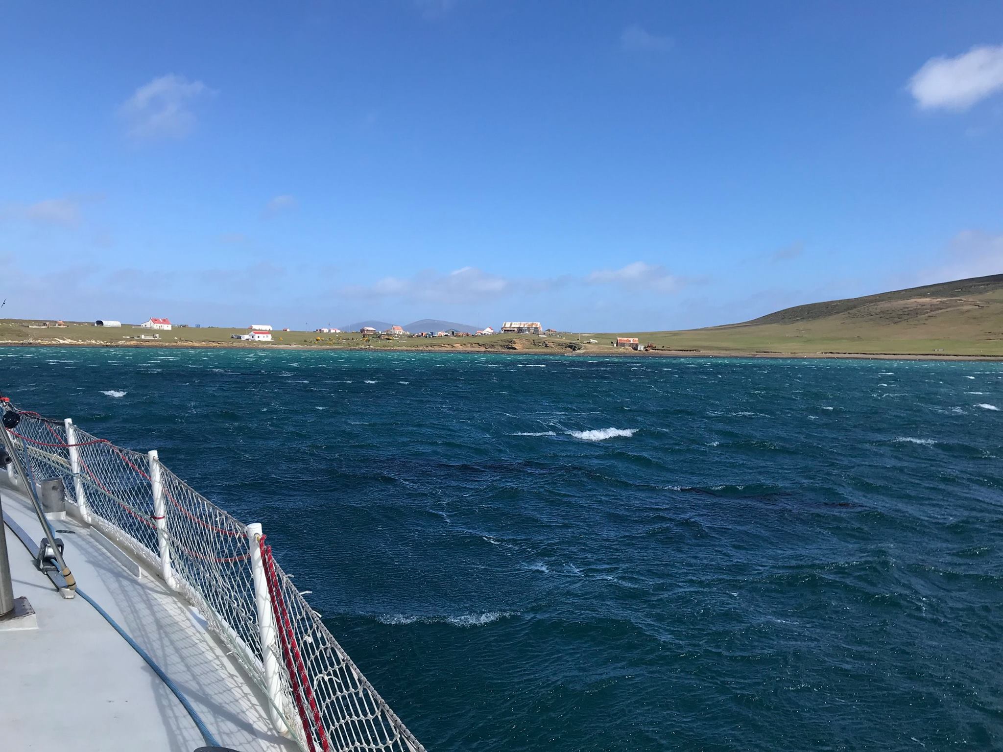 Anchored at Saunders, still a bit windy in the Falklands
