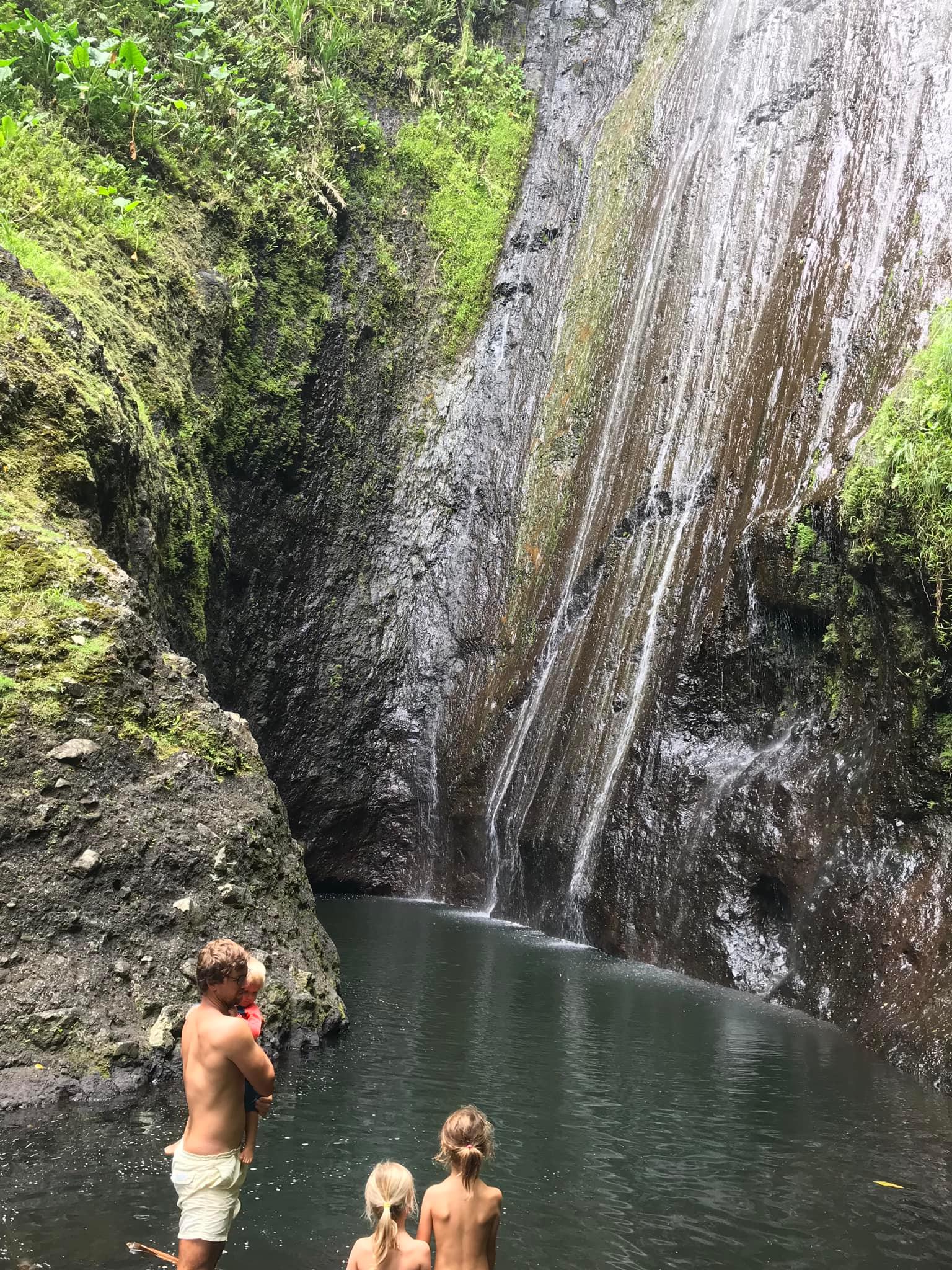 Swimming at the waterfall, Fatu Hiva
