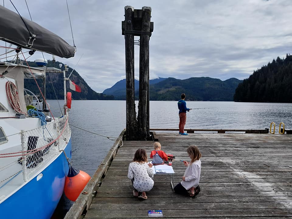 Painting and fishing at Minstrel Island